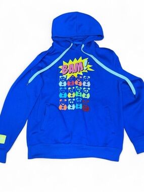 Bleecker & Mercer Royal Blue BAM Cartoon Bear Graphic Funny Hoodie, Size M.